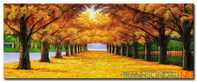 Tranh sơn dầu Con Đường Mùa Thu M1050 - Tranh Phong Cảnh đẹp