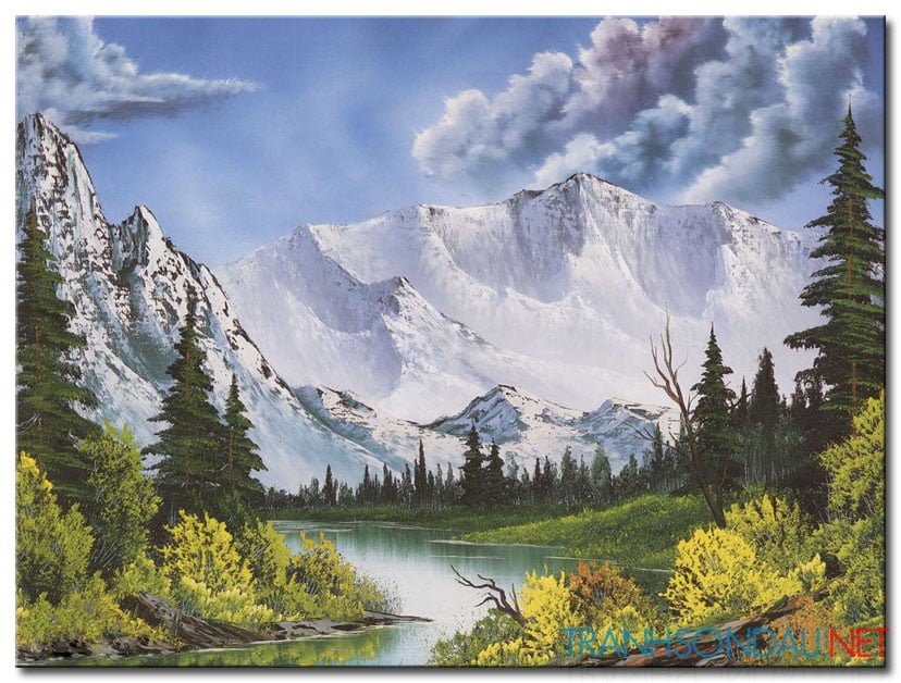 Tranh sơn dầu Phong Cảnh Núi Tuyết M982 -Tranh Phong Cảnh đẹp nhất